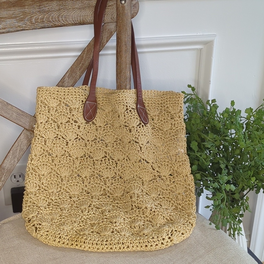 Gap Kids Straw Tote Bag/Shopper Tote Shoulder Bag - Picture 3 of 11